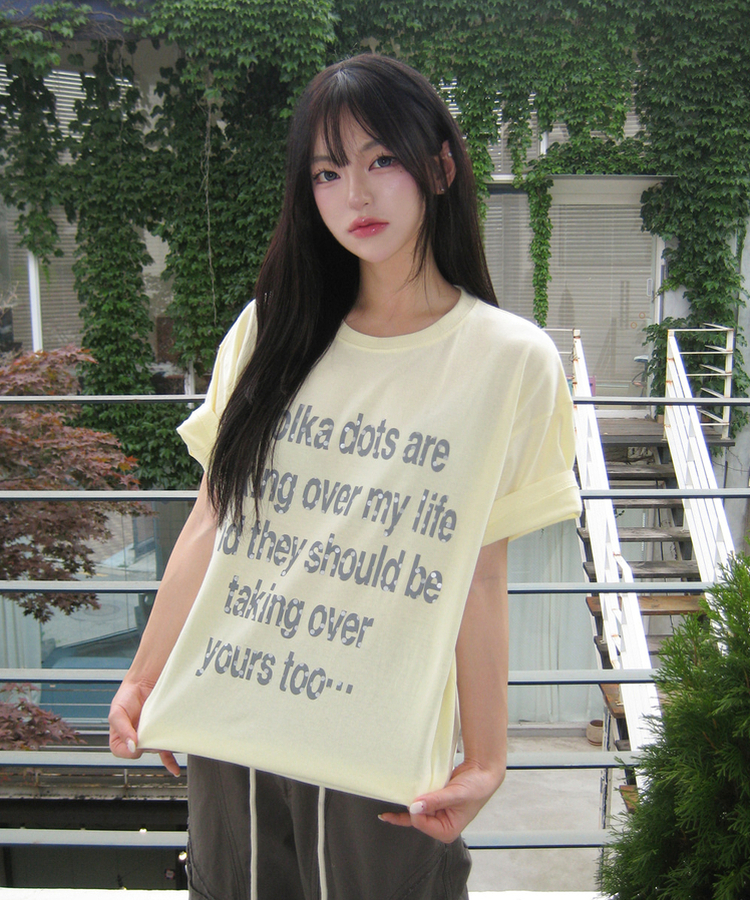 ドットレタリングプリント半袖Tシャツ YELLOW