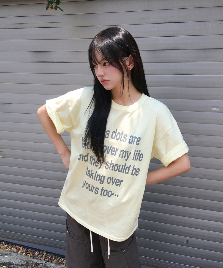 ドットレタリングプリント半袖Tシャツ YELLOW