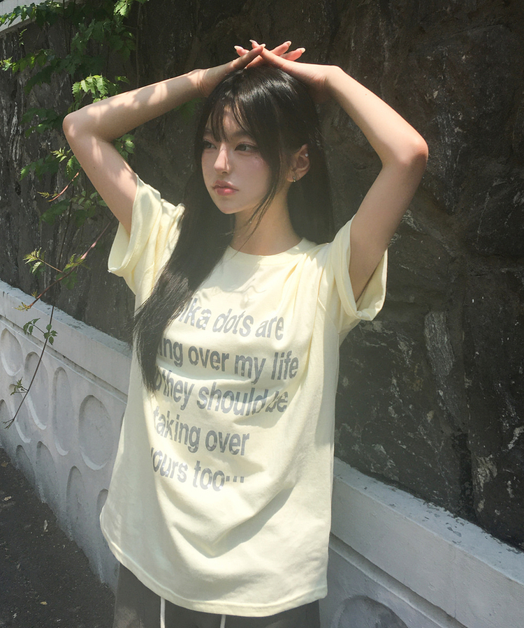 ドットレタリングプリント半袖Tシャツ YELLOW