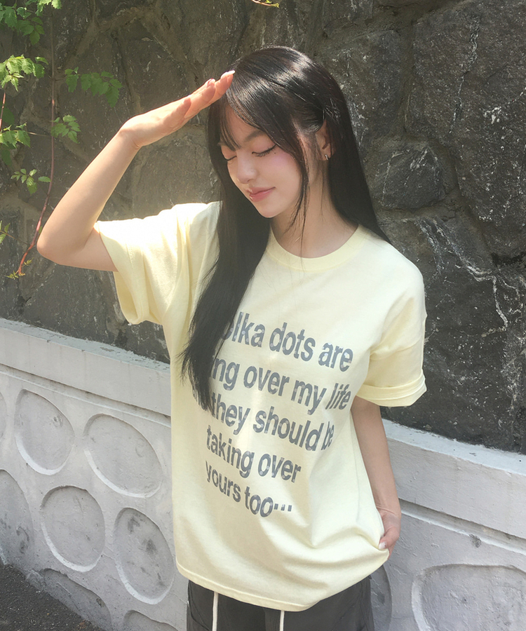 ドットレタリングプリント半袖Tシャツ YELLOW