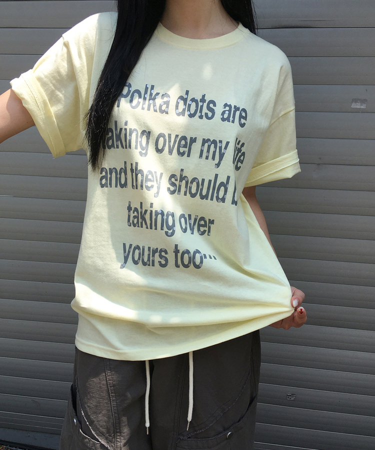 ドットレタリングプリント半袖Tシャツ YELLOW
