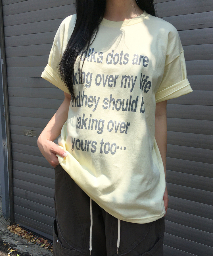 ドットレタリングプリント半袖Tシャツ YELLOW