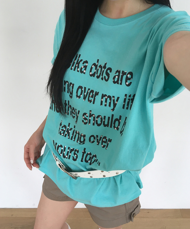 ドットレタリングプリント半袖Tシャツ MINT