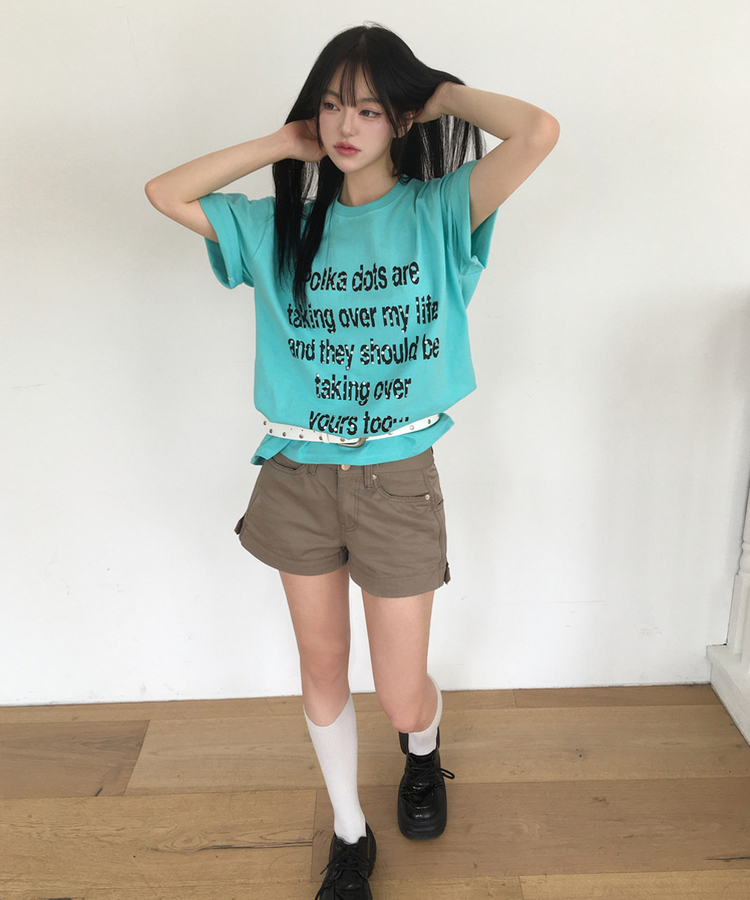 ドットレタリングプリント半袖Tシャツ MINT