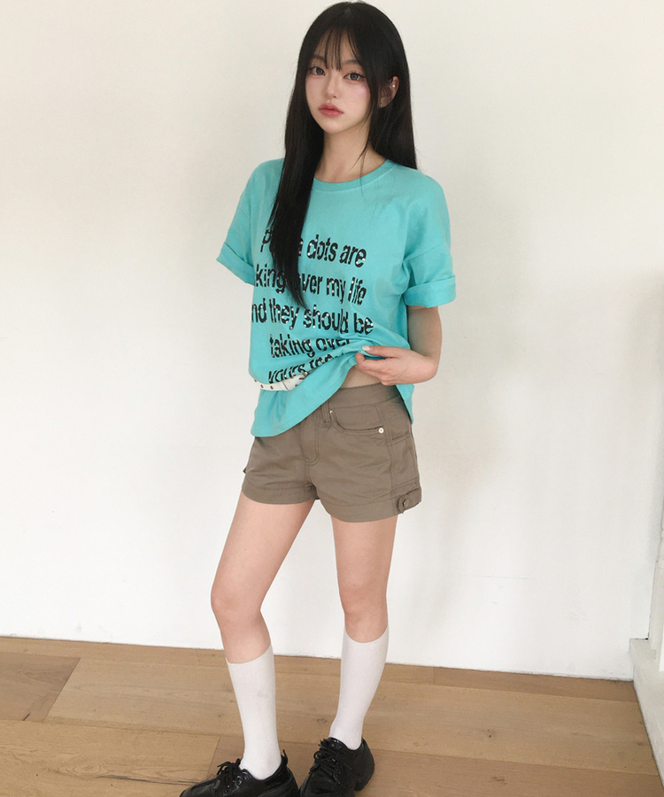 ドットレタリングプリント半袖Tシャツ MINT