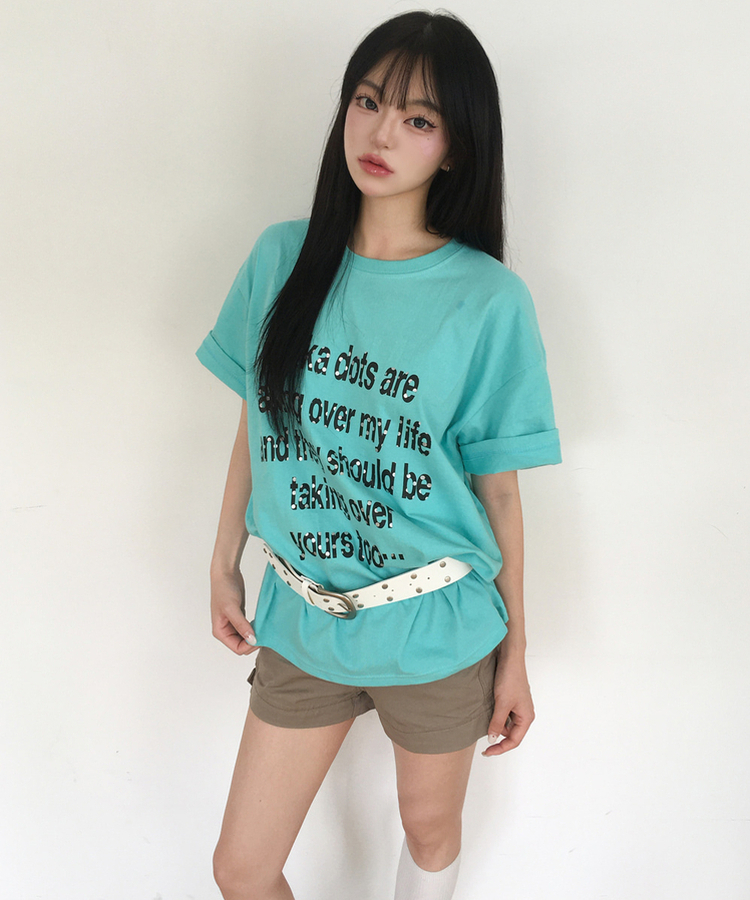 ドットレタリングプリント半袖Tシャツ MINT