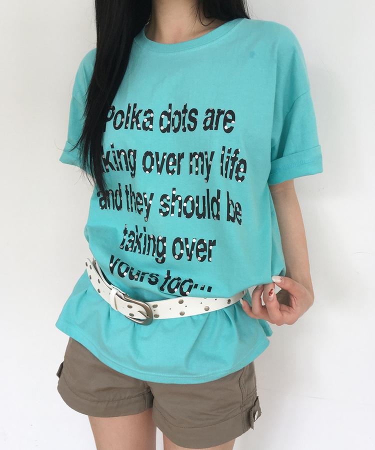 ドットレタリングプリント半袖Tシャツ MINT