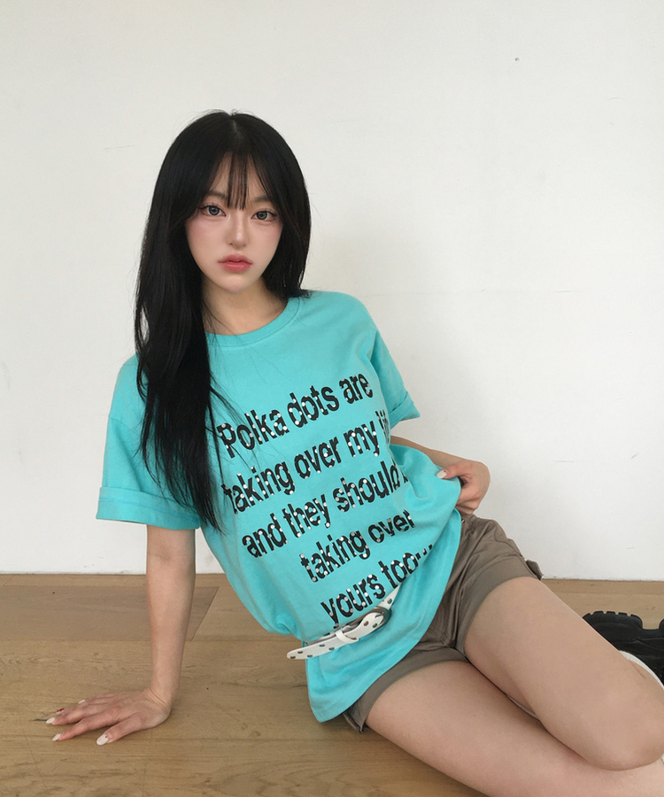 ドットレタリングプリント半袖Tシャツ MINT