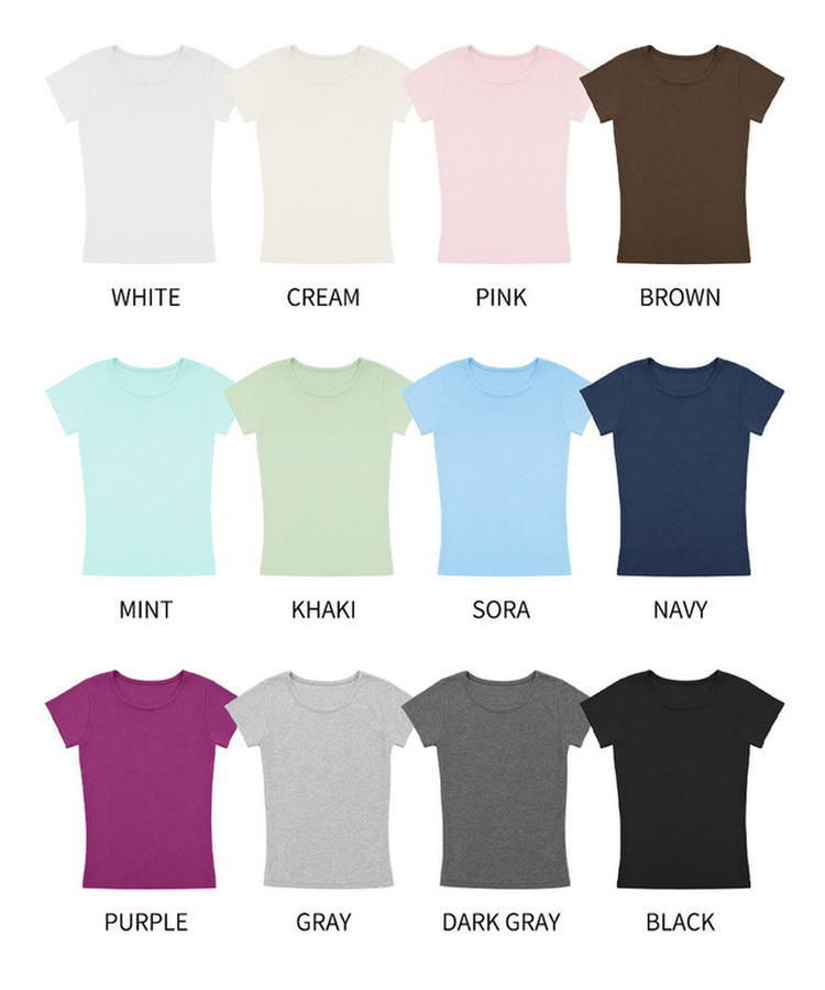 ベーシックUネック半袖Tシャツ(12color)