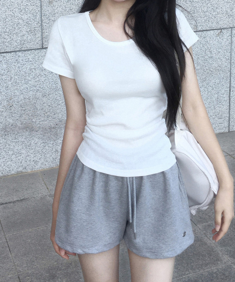 ベーシックUネック半袖Tシャツ(12color) WHITE