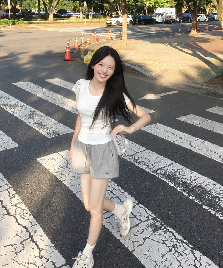 ベーシックUネック半袖Tシャツ(12color) WHITE