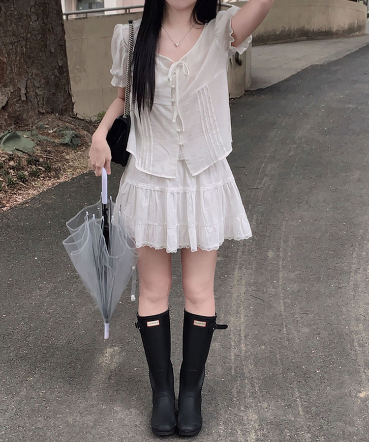 レースティアードミニスカート IVORY
