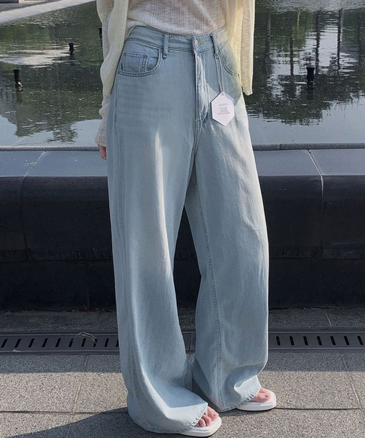 クールデニムセミワイドパンツ LIGHT DENIM