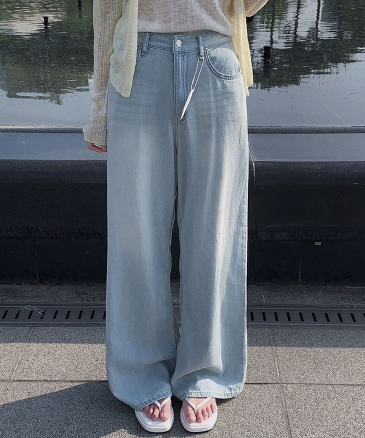 クールデニムセミワイドパンツ LIGHT DENIM