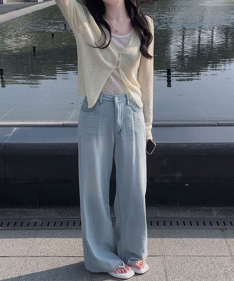 クールデニムセミワイドパンツ LIGHT DENIM