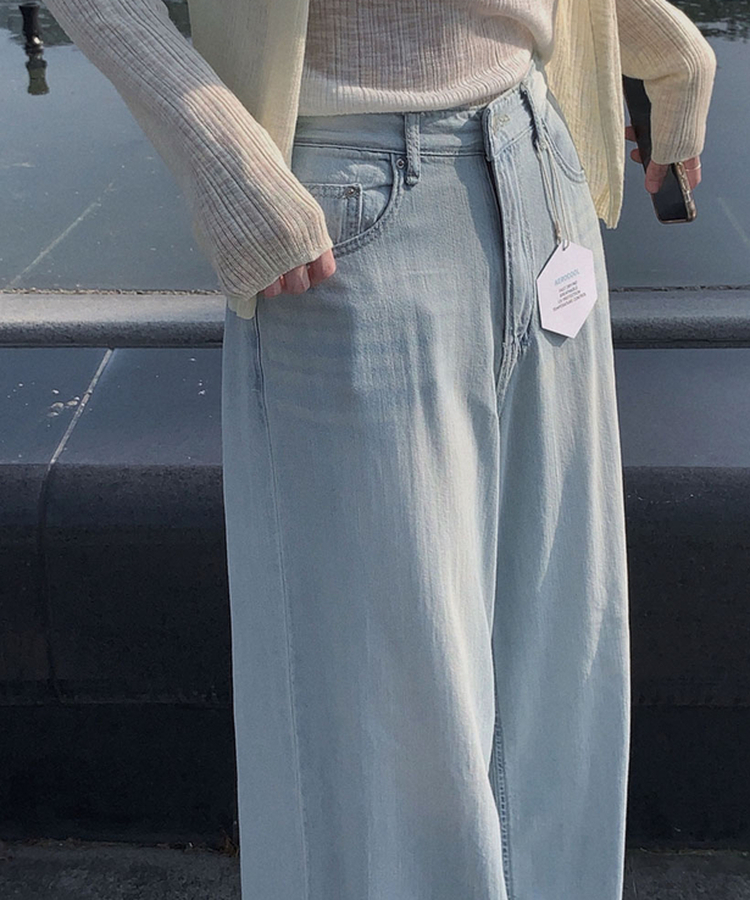 クールデニムセミワイドパンツ LIGHT DENIM
