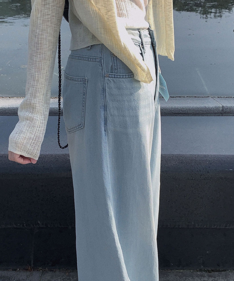 クールデニムセミワイドパンツ LIGHT DENIM