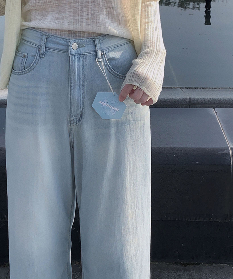 クールデニムセミワイドパンツ LIGHT DENIM