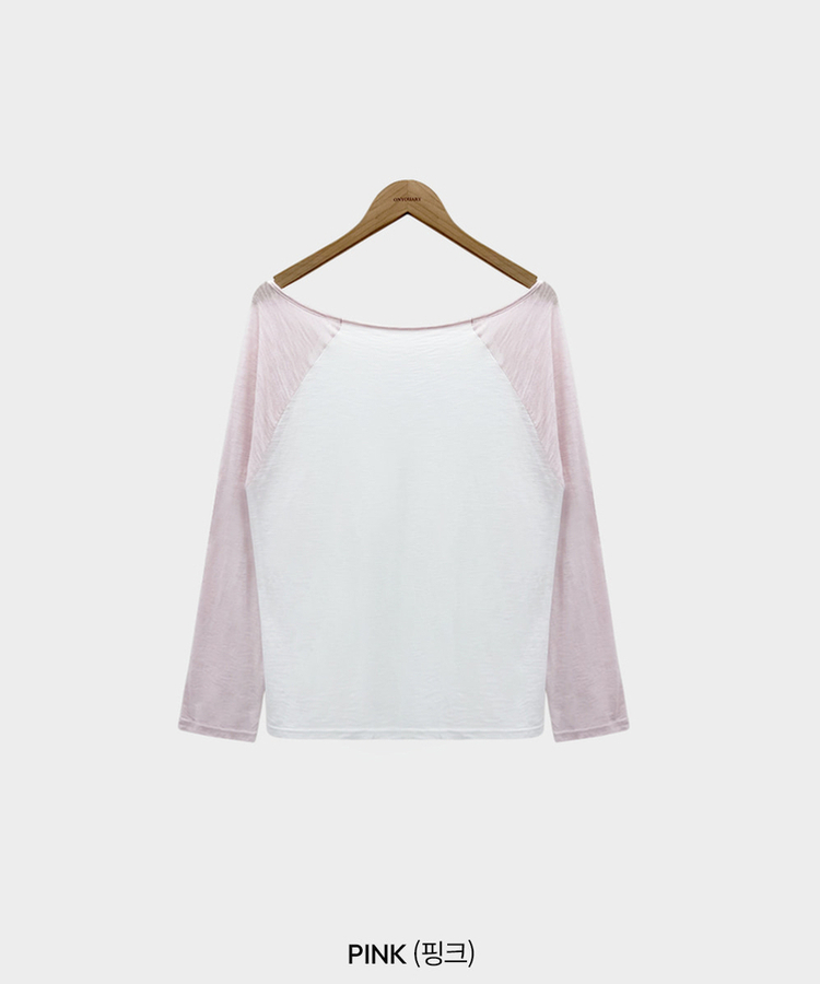 ワンショルダーラグランシアー長袖Tシャツ