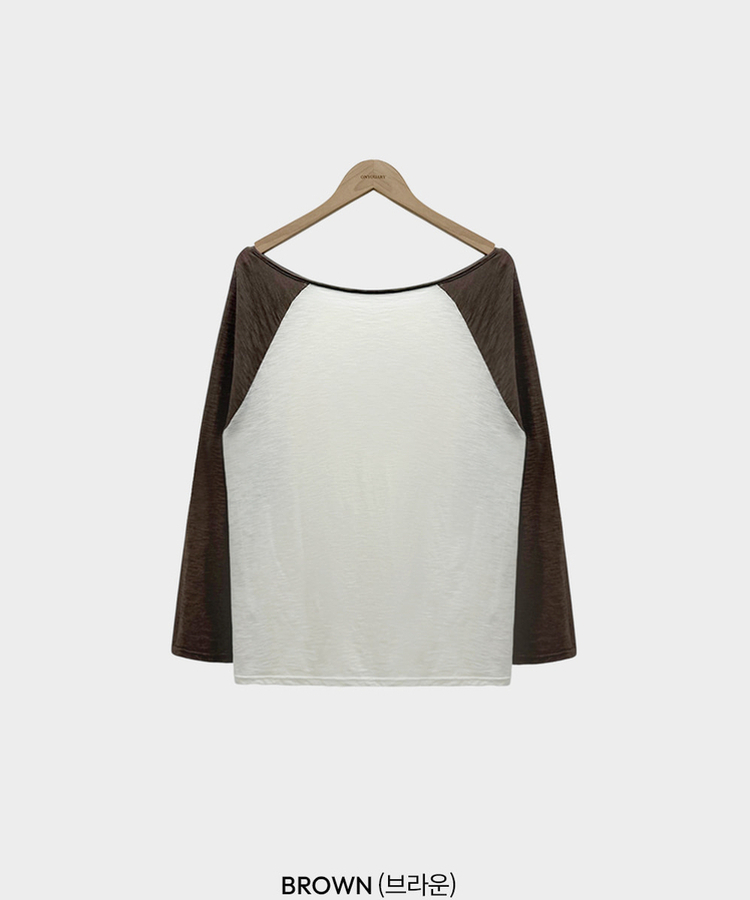 ワンショルダーラグランシアー長袖Tシャツ