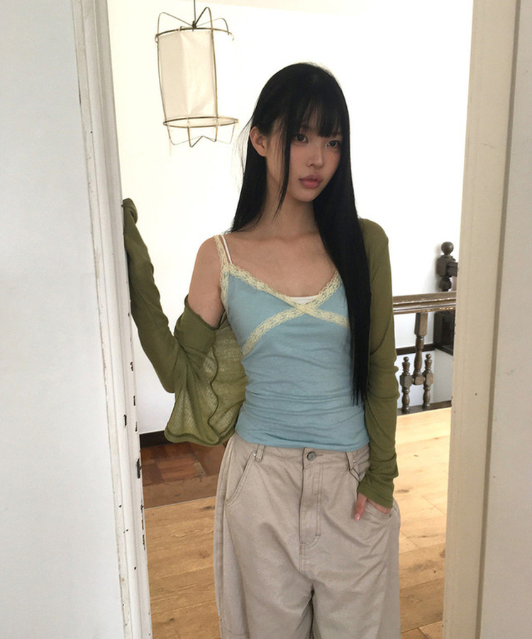 レースVネックキャミソール MINT