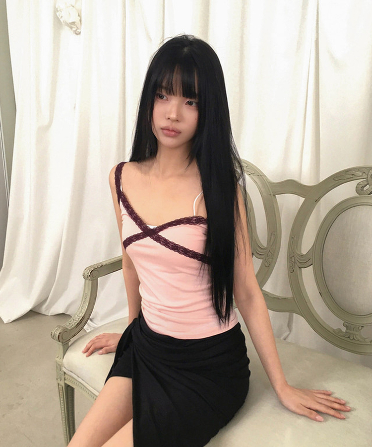 レースVネックキャミソール PINK