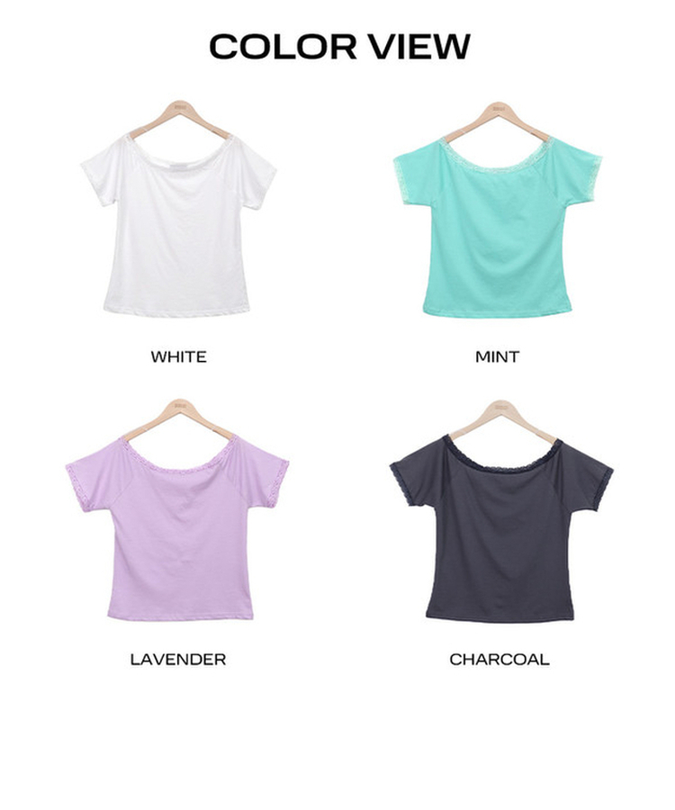 レースオフショルダー半袖Tシャツ