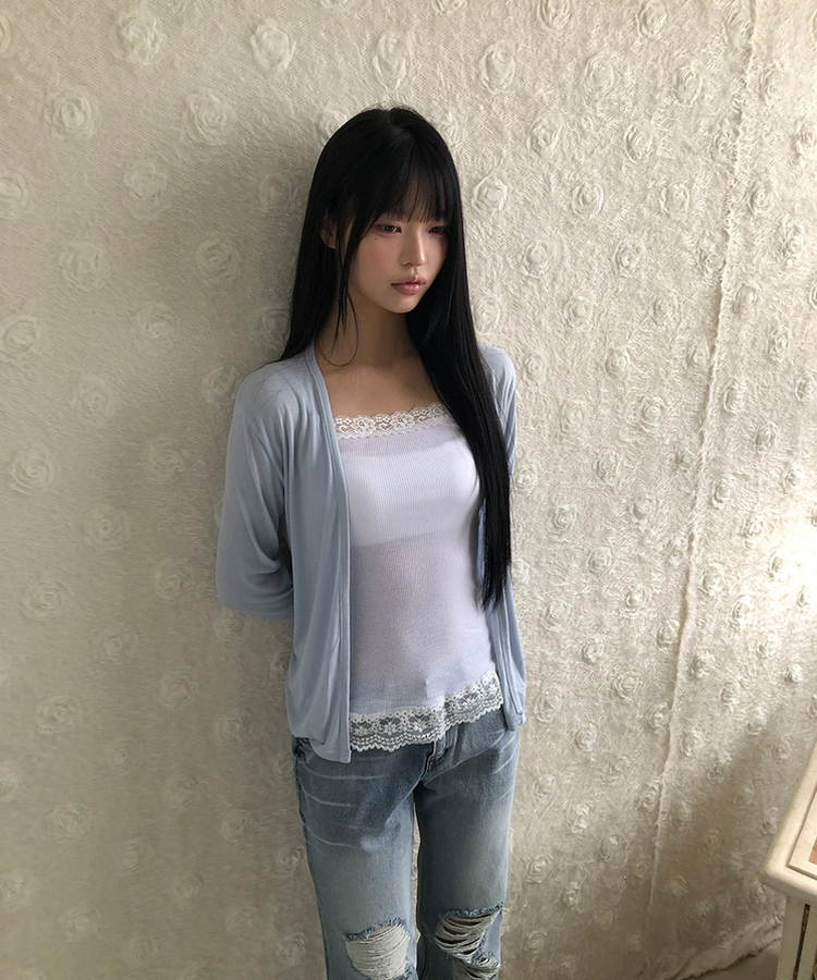 オープンロングスリーブカーディガン SKYBLUE