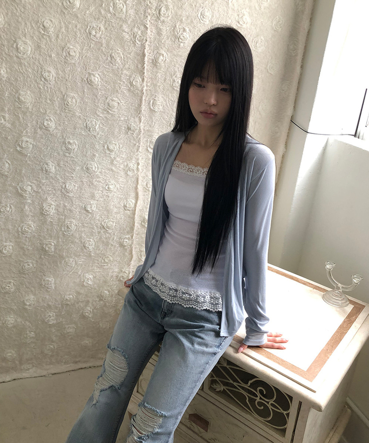 オープンロングスリーブカーディガン SKYBLUE