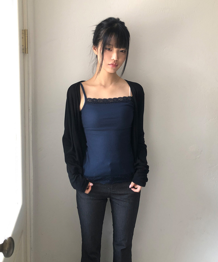 オープンロングスリーブカーディガン BLACK