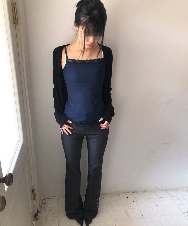 オープンロングスリーブカーディガン BLACK