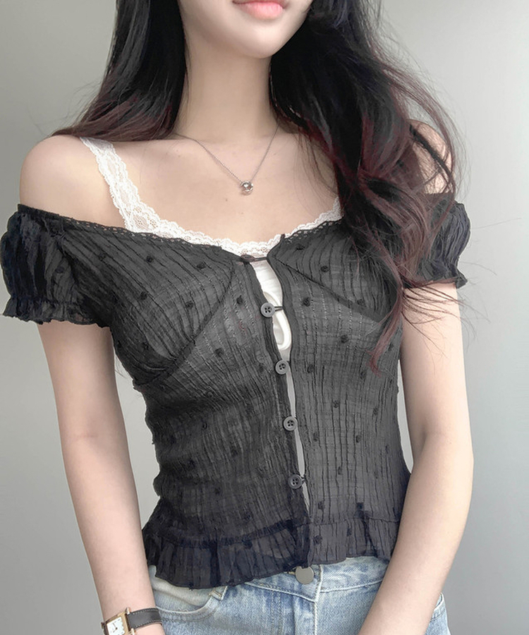 【カップ付き】レースリボンキャミソール IVORY