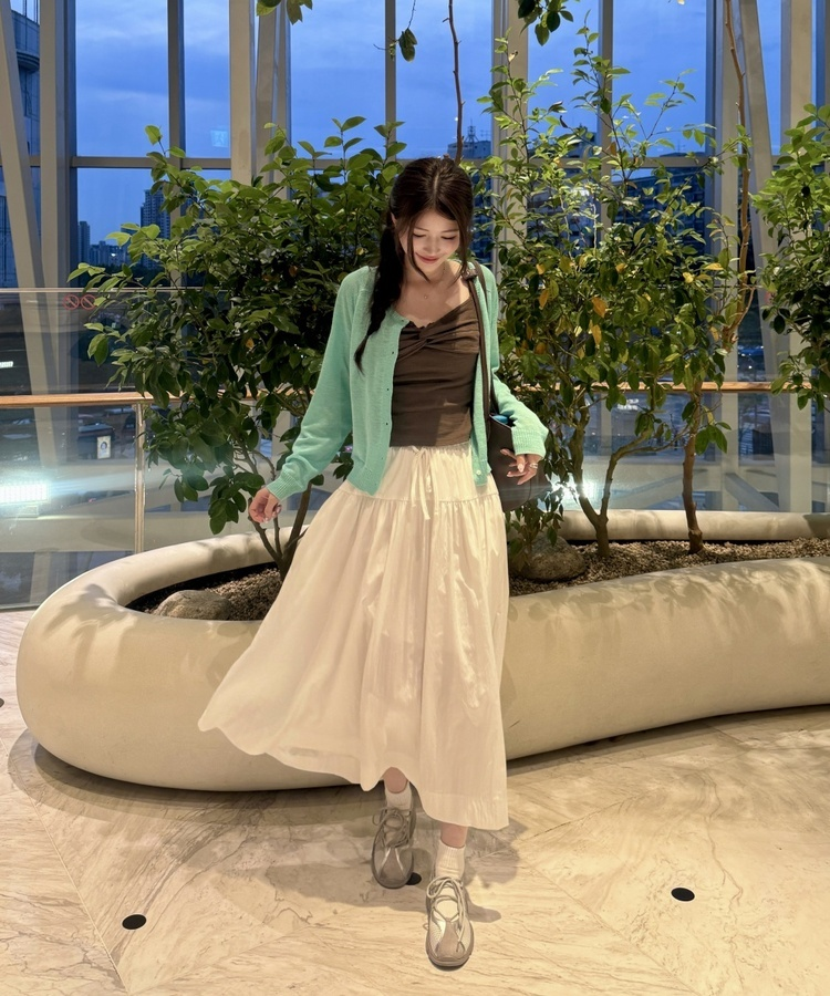 플레어 롱 스커트 아이보리