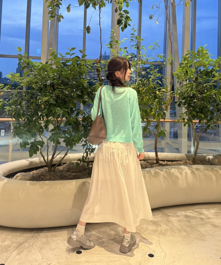 플레어 롱 스커트 아이보리