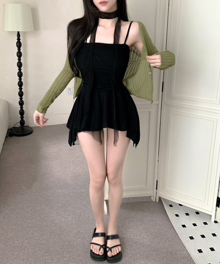 シアーリブルーズクロップカーディガン OLIVE