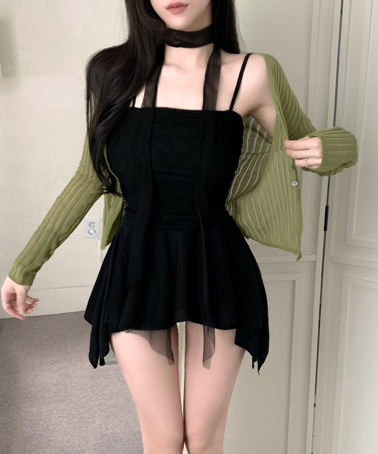 シアーリブルーズクロップカーディガン OLIVE