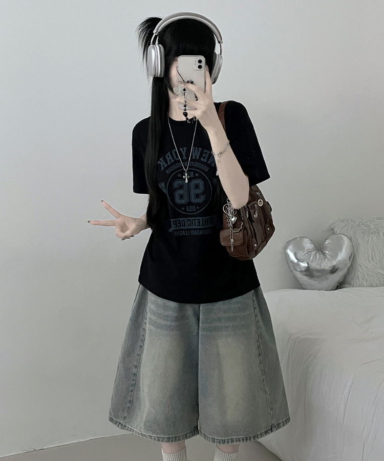 NYレタリングプリントルーズフィット半袖Tシャツ｜半袖Tシャツ｜韓国