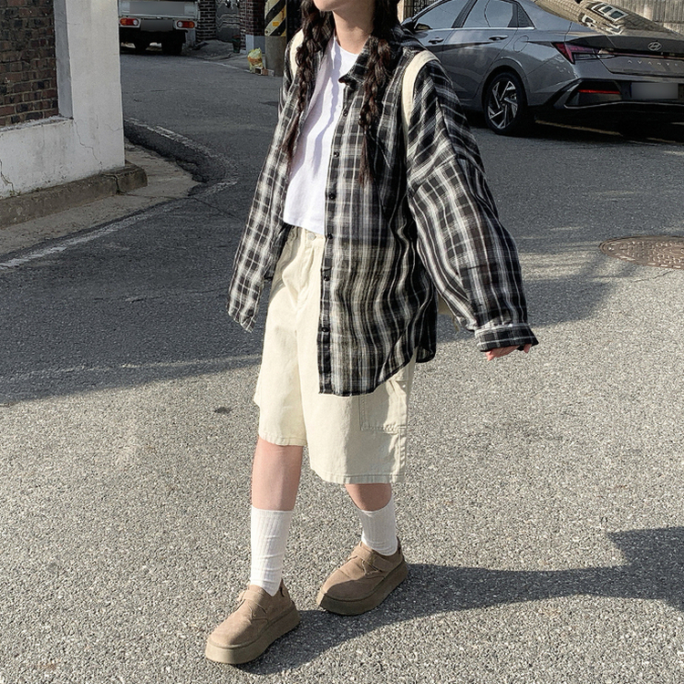 Aラインカーゴバミューダパンツ LIGHT BEIGE