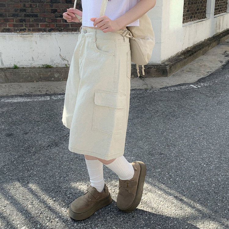 Aラインカーゴバミューダパンツ LIGHT BEIGE