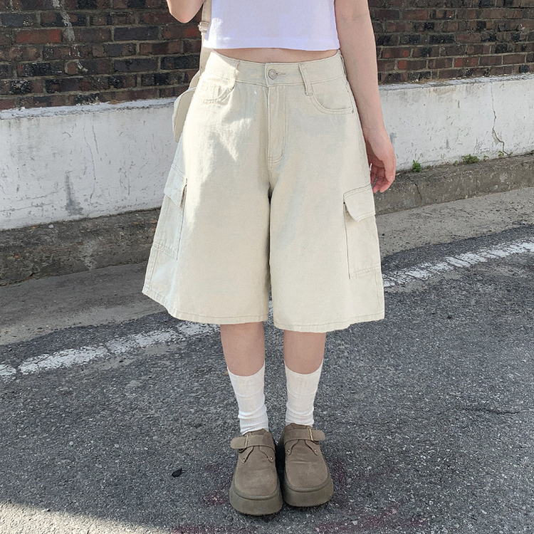 Aラインカーゴバミューダパンツ LIGHT BEIGE