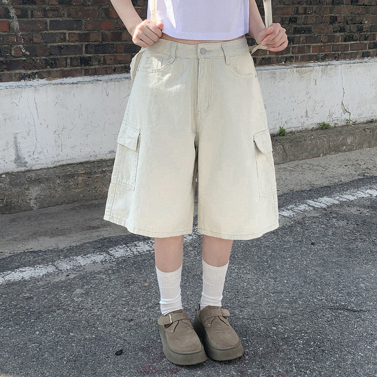 Aラインカーゴバミューダパンツ LIGHT BEIGE