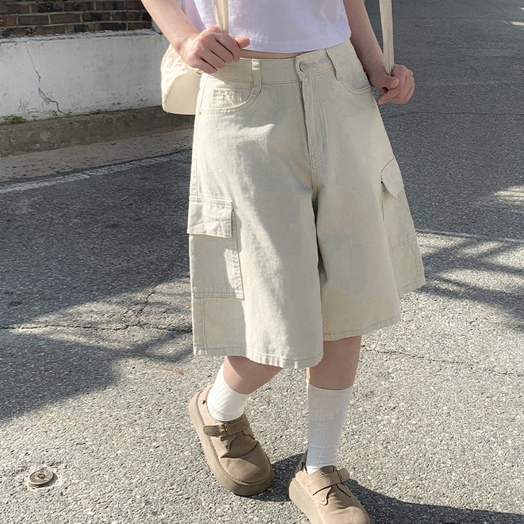 Aラインカーゴバミューダパンツ LIGHT BEIGE