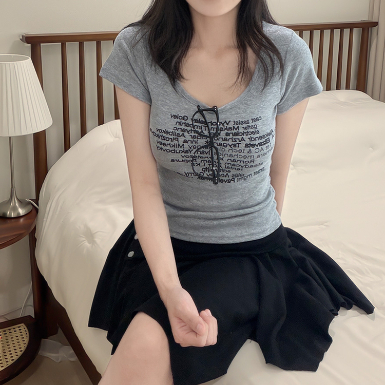 シャーリングUネックスリム半袖Tシャツ(5color) MELANGE
