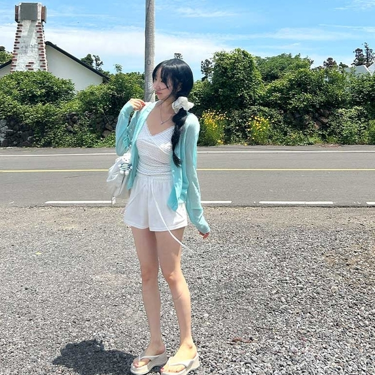 Vネックシアーカーディガン(8color) SKYBLUE