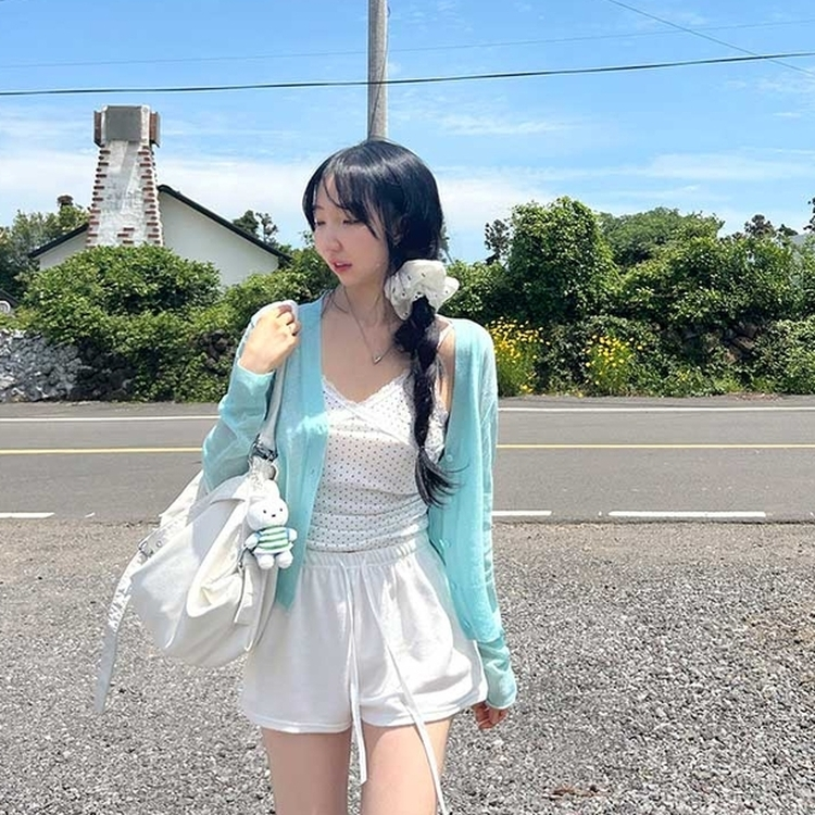 Vネックシアーカーディガン(8color) SKYBLUE