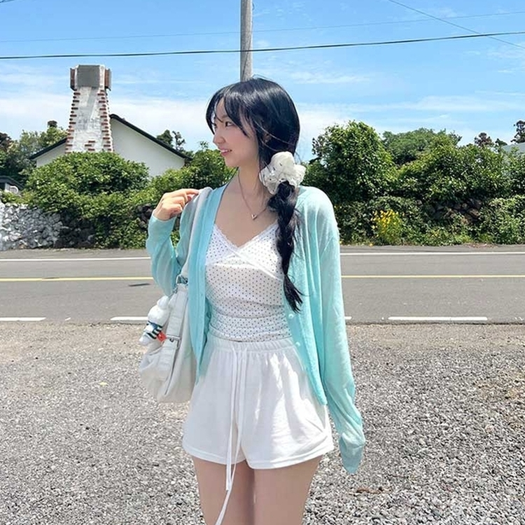 Vネックシアーカーディガン(8color) SKYBLUE