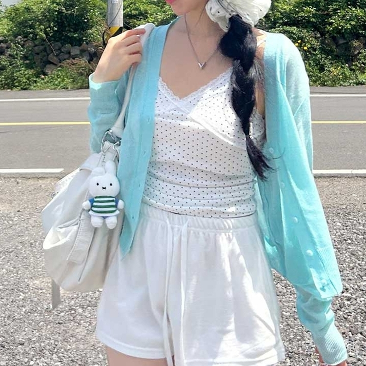 Vネックシアーカーディガン(8color) SKYBLUE