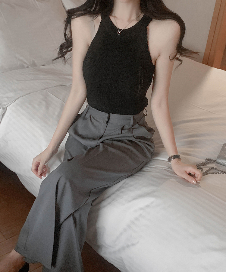 【丈別】ピンタックワイドスラックスパンツ DARK GRAY