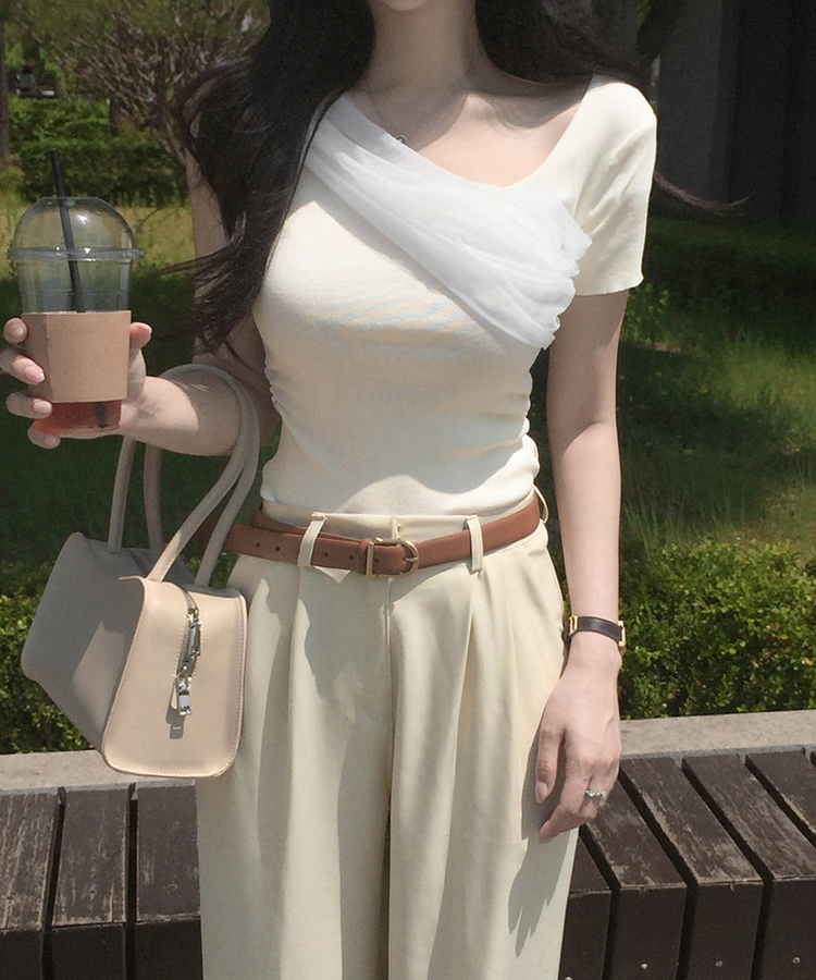 【丈別】ピンタックワイドスラックスパンツ BEIGE