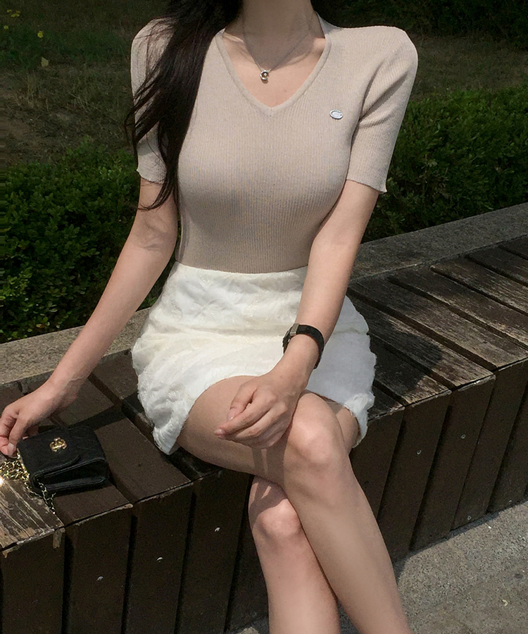 ペンダントVネックサマーニット(5color) BEIGE
